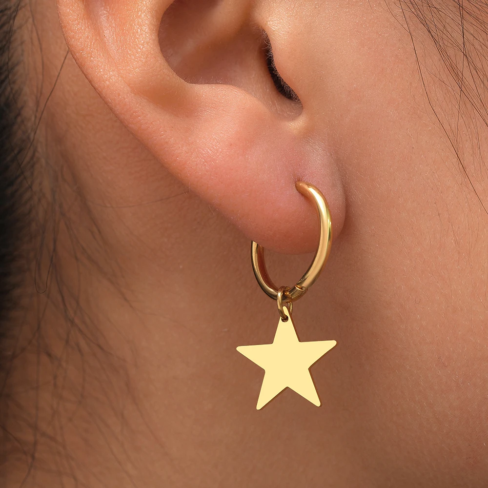 Классические серьги из нержавеющей стали эстетичные Подвески в виде звезд