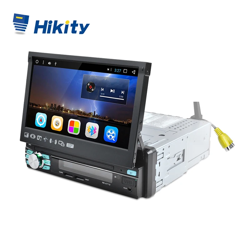 Hikity 1 din автомобильный Радио плеер Авто Выдвижной сенсорный экран Android gps Wifi Автомобильный мультимедийный MP5 плеер IOS/Android зеркальная ссылка
