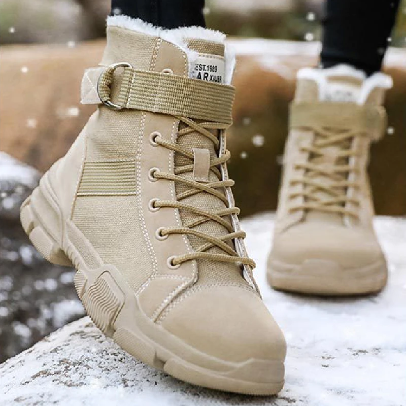 Winter Warm Women Suede Ankle Boots Work Safety Trekking Sneakers Shoes Martin Round Toe Snow High Quality | Обувь