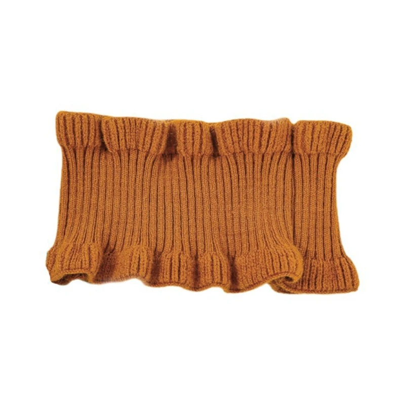 

Women Winter Neck Warmer Ribbed Knit Ruffles Trim Solid Color Choker Fake Collar