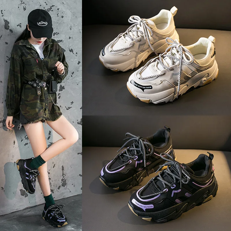 

2020 Spring New Fashion Casual Sneakers Women Korean-Style All-match Increased Women's Shoes Sneakers