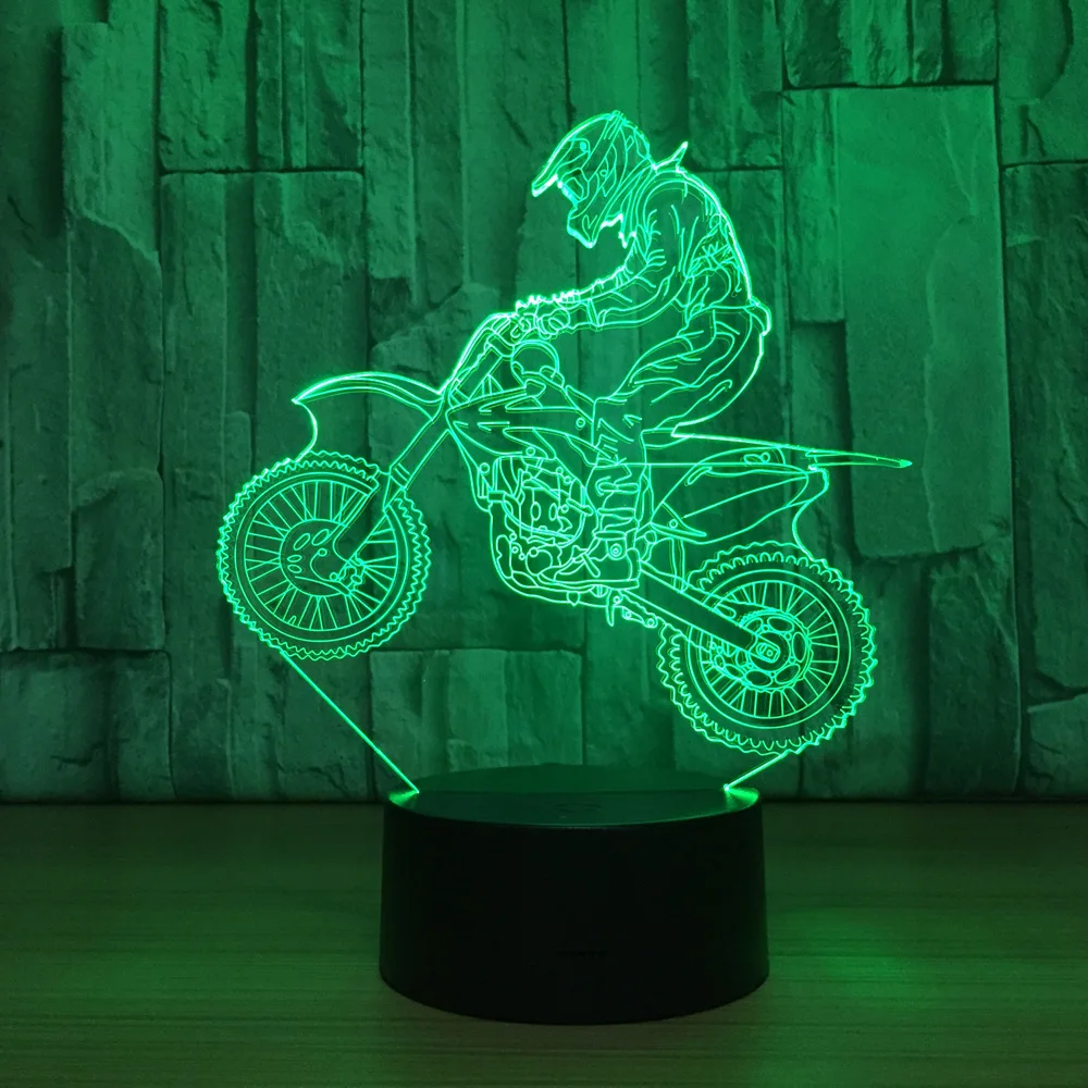 

3D Extremity Motorcycle LED Acrylic Night Light Touch USB Desk Table Lamp 7 Color Changing Lights Child Birthday New Year Gift