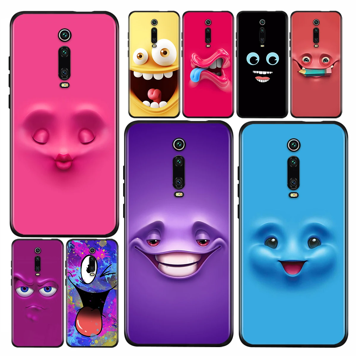

Kunst Lustige Gesichter Telefon For Xiaomi Redmi K40 Gaming K30i K30T K30S K30 Ultra K20 10X Pro 5G Black Soft Phone Case
