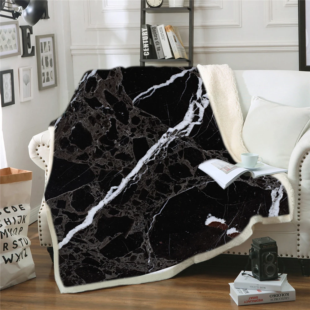

Marble Sherpa Blanket Geometric Throw Blanket Black And White Lattice Weighted Blanket Painting Blanket Picnic Home Blanket