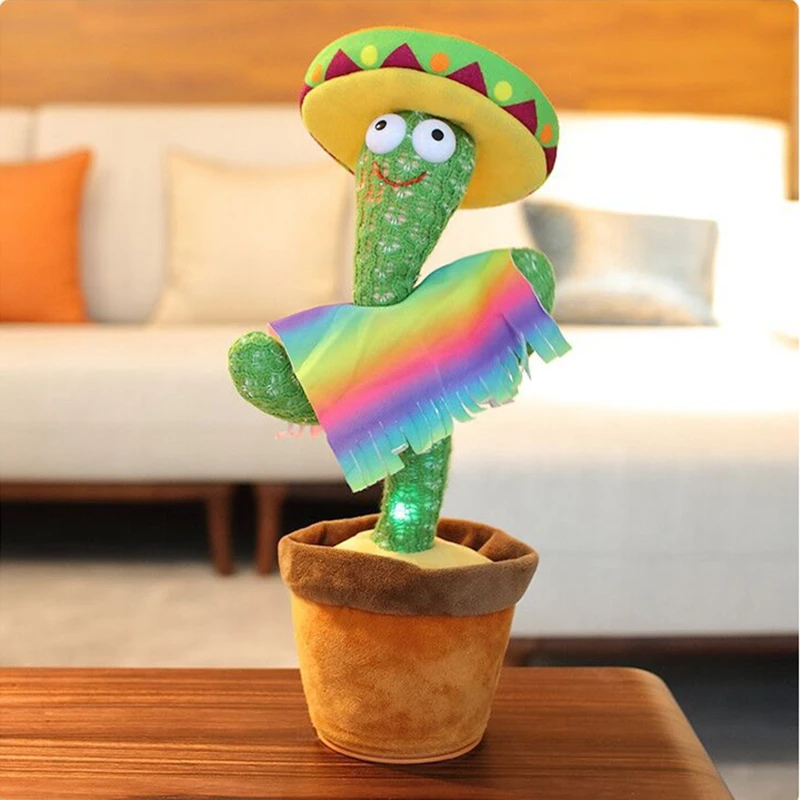 

Cactus baby plush toy funny knitted cloth plush toy early education electronic singing and dancing recording talking cactus