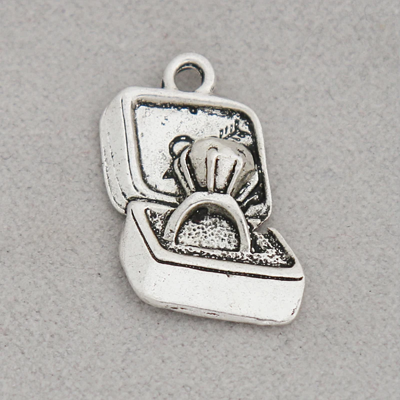 

HAEQISRomantic Alloy A Wedding Ring In A Box Charms Boy Girl Kids Gift exquisite Charms 13*21mm 50pcs AAC1105