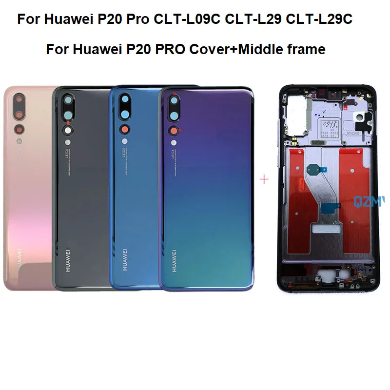

Для Huawei P20 Pro задняя крышка батарейного отсека стекло Корпус задняя дверь + средняя рамка Передняя панель ЖК Держатель металлический корпус ...