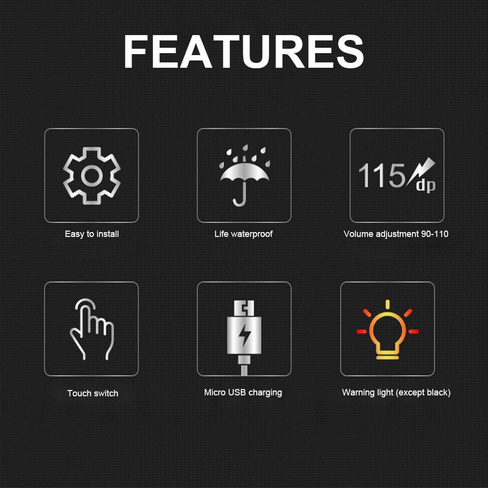 

TWOOC T-002 Bicycle Electronic Bell Scooter E-bike Siren Trumpet Alarm USB Charge Cycling Audio Warning Alert Safety Riding