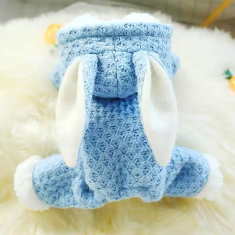 Jumpsuits Pet Dog Clothes Winte Warm Rabbit Ears Home Wear Overalls For Dog Jackets Coat Chihuahua Bichon Thicked Puppy Costumes