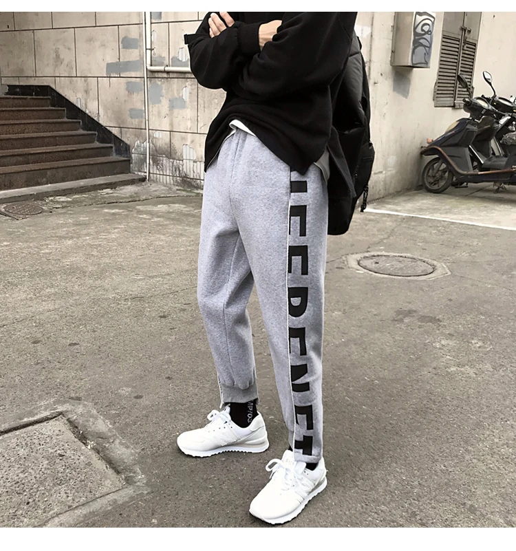 Plus Velvet Thick Joggers Pants Men's Fashion Letters Printed Casual Sweatpants Men Street Wild Hip Hop Loose Trousers Mens
