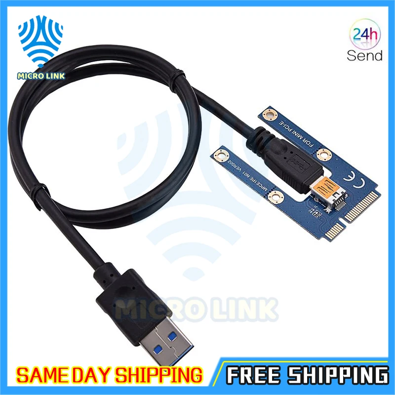 mlc Mini PCIe PCI-E PCI Express Riser Card to PCIE Extender 16X SATA 6Pin IDE Molex Power Cable for BTC ETH Litecoin Miner Mi | Компьютеры