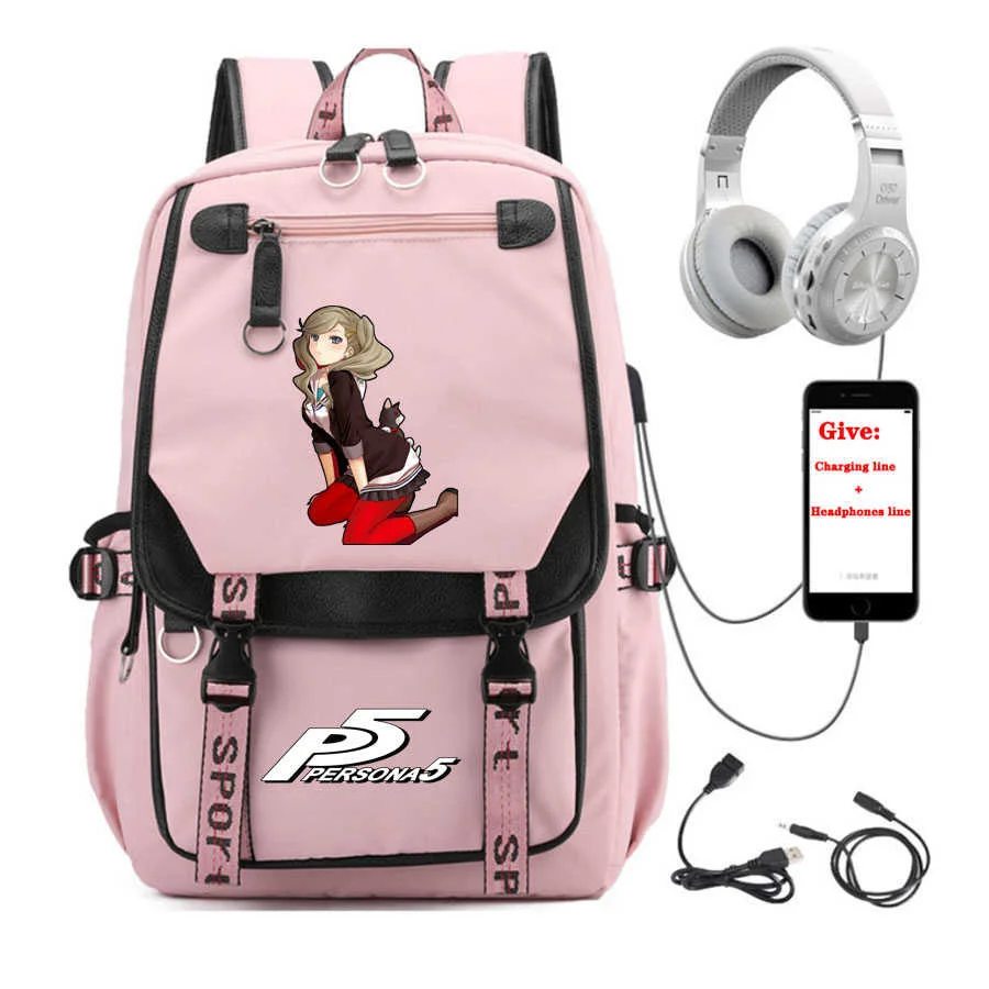 

USB Charging teenagers Laptop packsack anime Persona 5 backpack Women men Travel Backpack student School book Bag