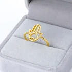 Регулируемые кольца ручной работы золотого цвета готические ювелирные изделия из нержавеющей стали в форме сердца Хамса винтажные кольца для женщин подарок подруге