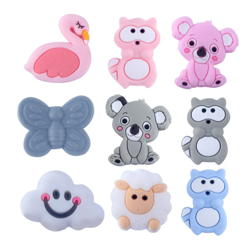 

Silicone Teether Rodent Cartoon Animals 1pc Food Grade Silicone Pandents DIY Teething Toys For Teeth Tiny Rod Baby Teethers Gift