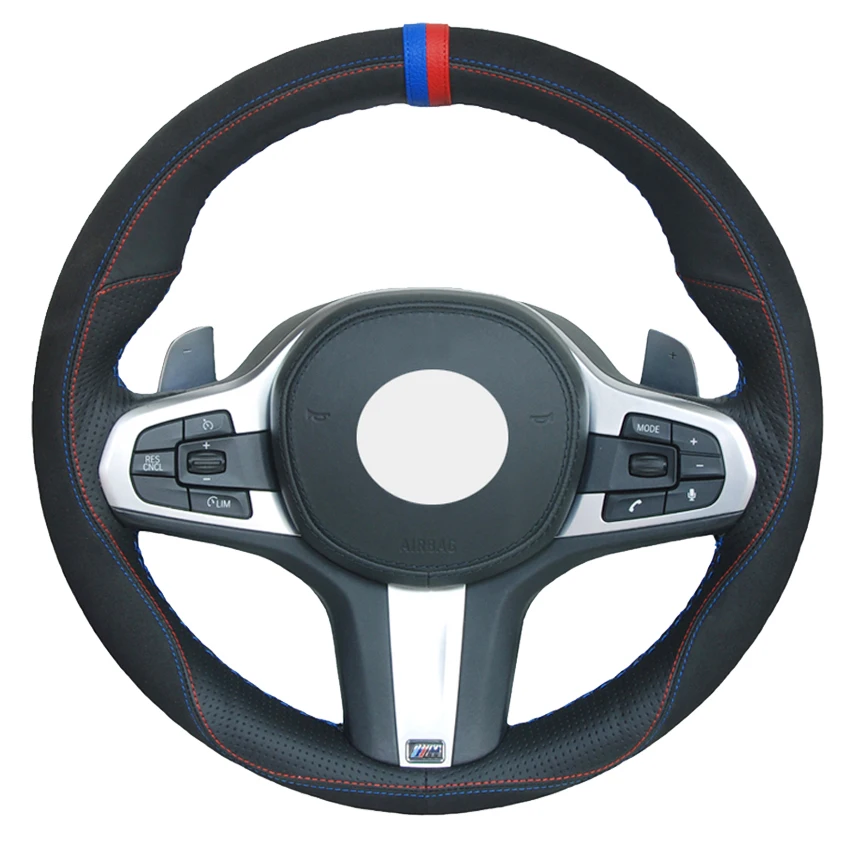 

Black Genuine Leather Suede Car Steering Wheel Cover For BMW M Sport G30 G31 G32 G20 G21 G11 G12 G14 G15 G16 X3 G01 X4 G02 X5G05
