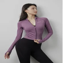 New Style Stand-up Collar Slim-Fit Yoga Wear Sports Jacket Stretch Breathable Zipper Running Yoga Lo
