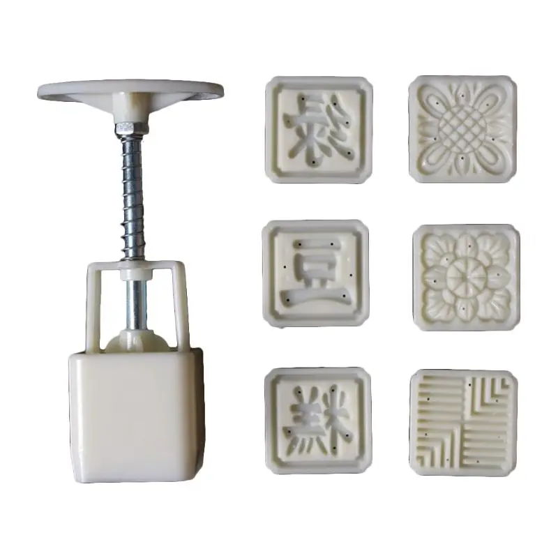 25g Mooncake Mold 6pcs Stamp Square Barrel Hand Press Moon Cake Pastry Mould DIY R7RC | Дом и сад
