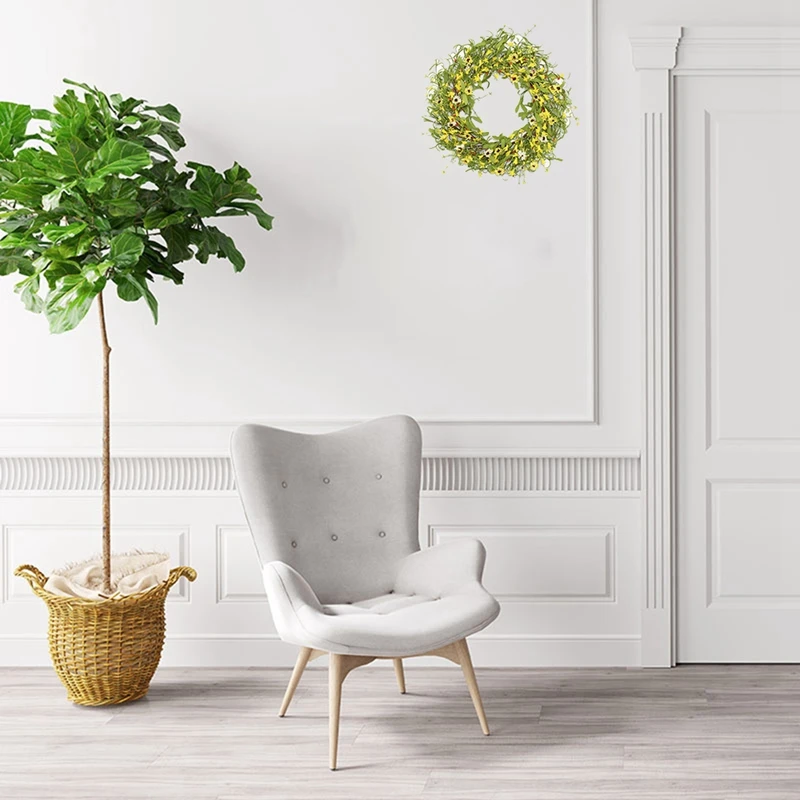 

NEW Artificial Forsythia Flower Wreath Jasminum Wreath Fake Flower Spring/Summer Wreath for Front Door Wedding Home Decor