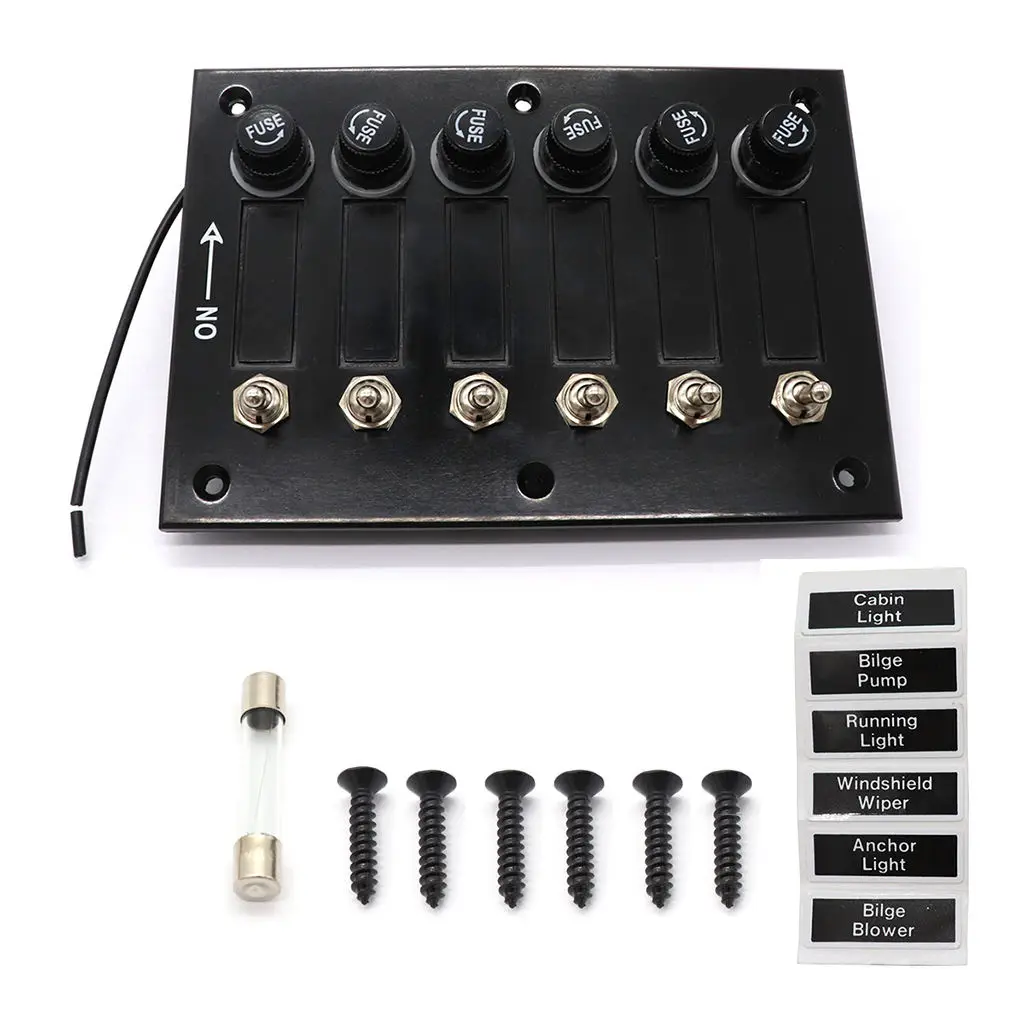 

6 Gang Boat Fused Circuit Breaker Splashproof Switch Panel for Caravans RV