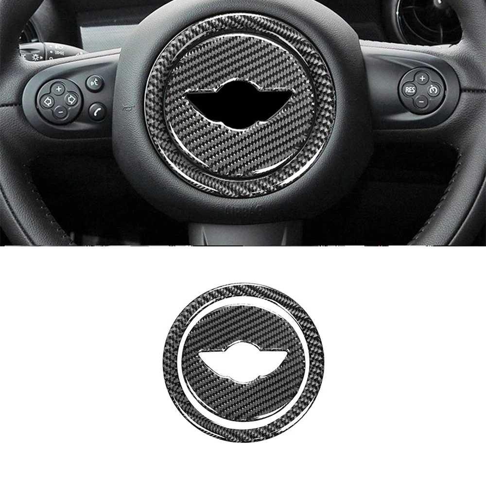 

Для BMW Mini Cooper-R55 R56 R61 2014-2021 центр рулевого колеса украшения Накладка аксессуары для автомобильного интерьера, мягкий чехол из углеродного вол...