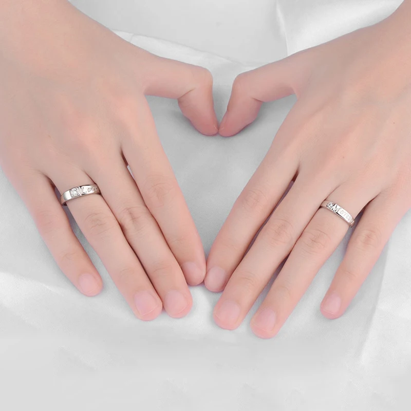 Горячая мода простой дизайн циркон вырезка влюбленных набор колец серебро 925