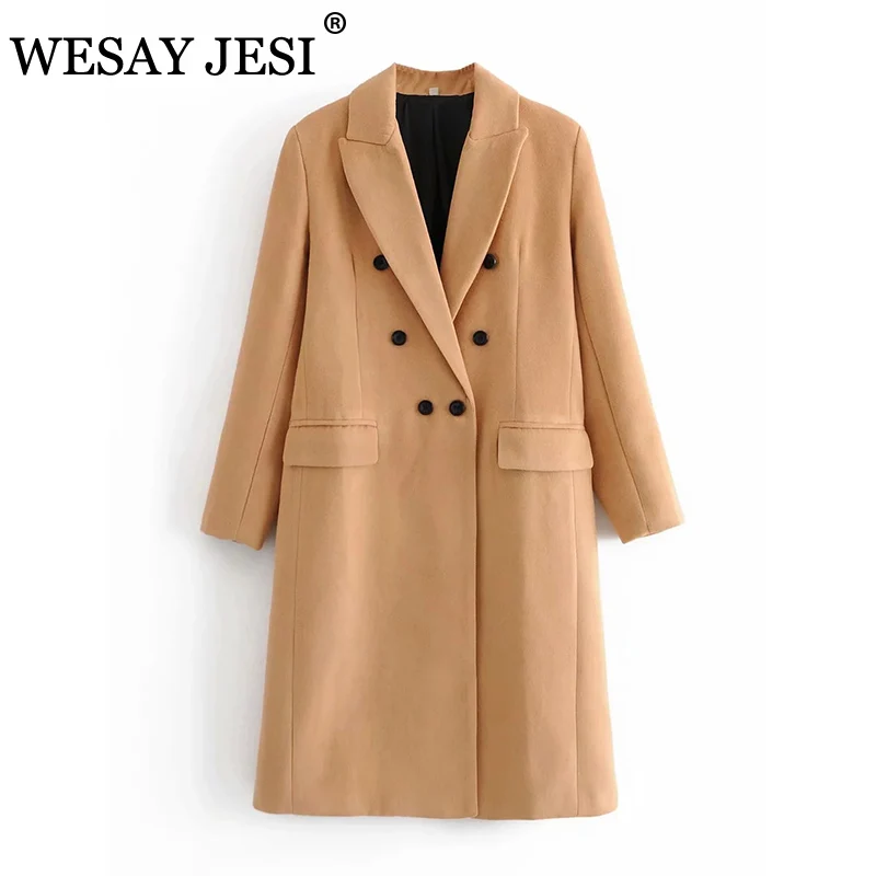 

WESAY JESI ZA Women's Trench Coat Outer Ladies Elegant Coats Female 2021 Women's Windbreaker Outerwear Double Breasted Overcoat