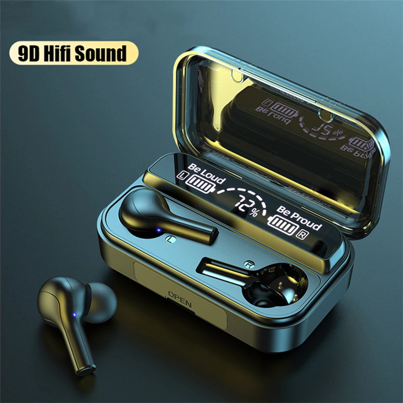 Беспроводная Bluetooth-гарнитура TWS 5.0 с светодиодной индикацией, стереозвуком высокого качества 9D и водонепроницаемыми наушниками для спорта, подходит для Airpods.