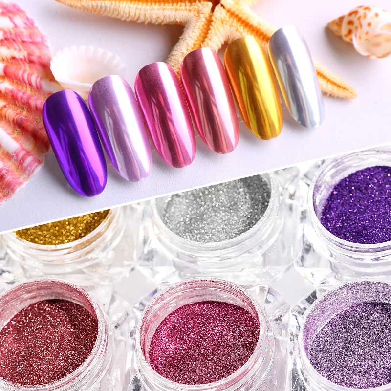 

1 Box Manicure Mirror Powder Water Ripple Rose Titanium Nail Polish Nail Electroplating Mirror Nail Glitter Nail Decorations