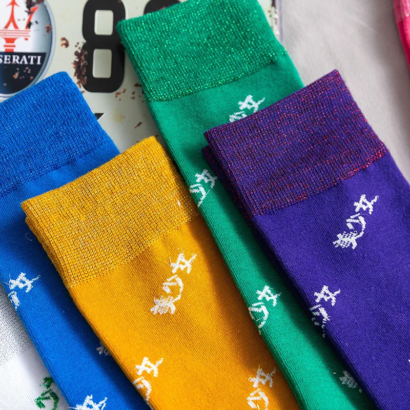 Красивые женские носки с китайским принтом для девочек сезон осень зима