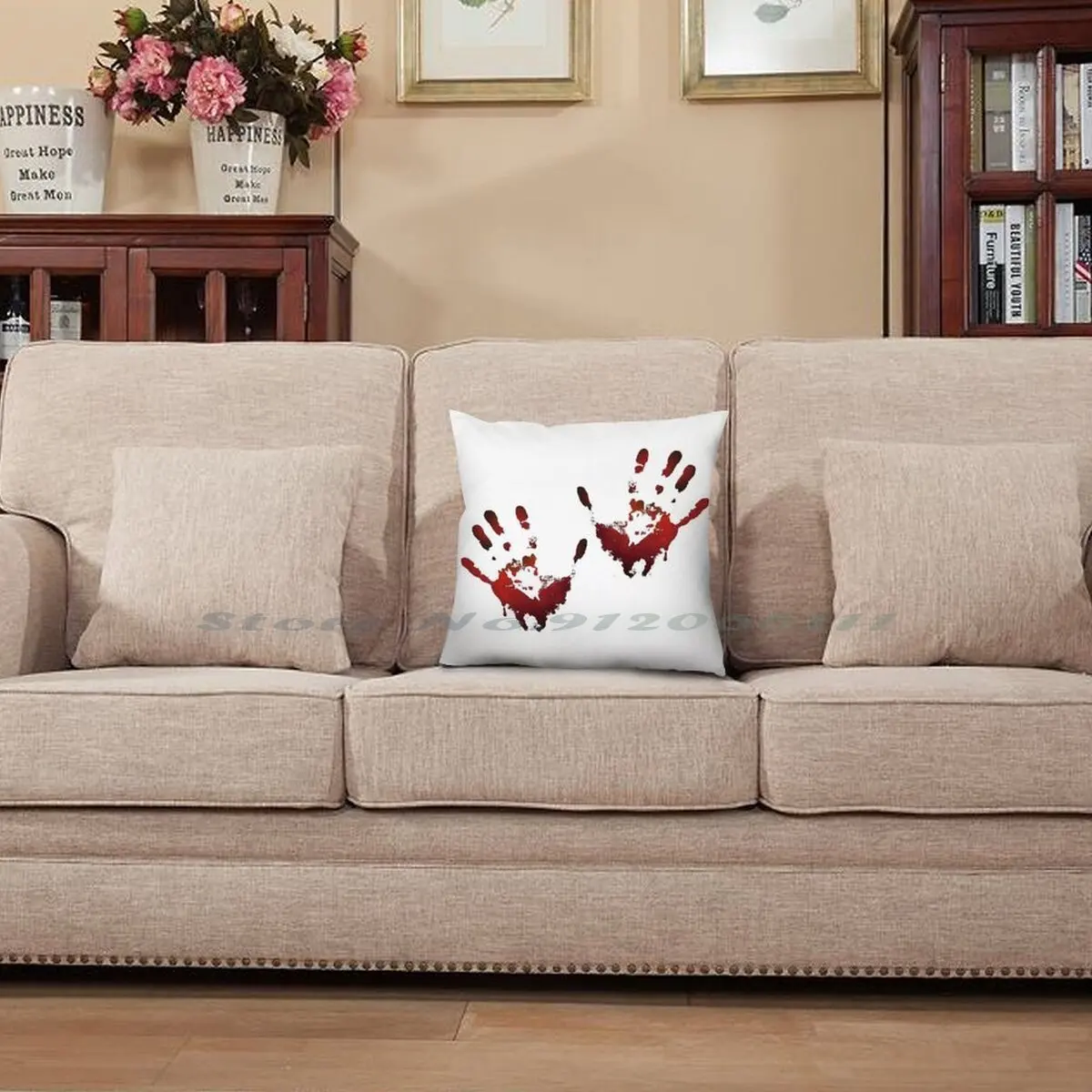 Наволочка для подушки с кровавыми руками наволочка хлопковая льняная психострам