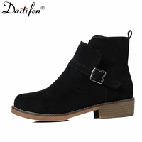 daitifen 2021 chelsea boots women suede ankle boots autumn zipper platform boots fashion booties female winter shoes with fur