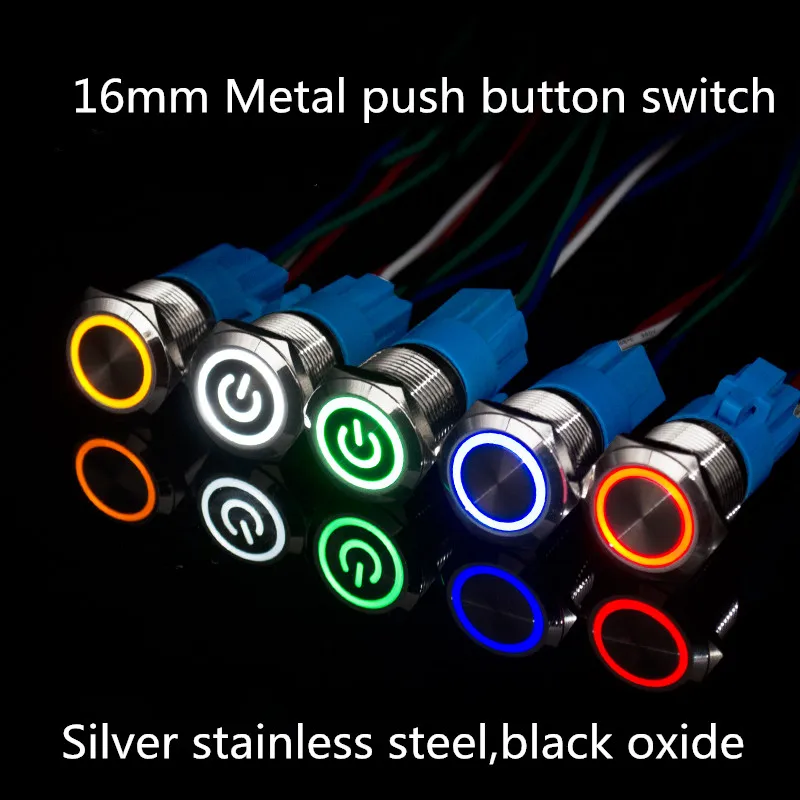 16 мм металлический кнопочный переключатель кольцевая лампа мощность Символ