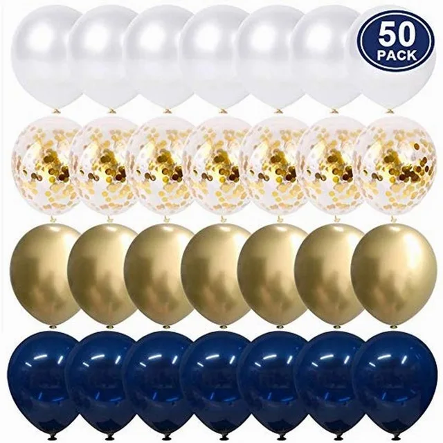

50pcs 12 inch Metallic Gold White Pearl Balloons Baby Shower Wedding Birthday Party Navy Blue Gold Confetti Ballon Decor Kid