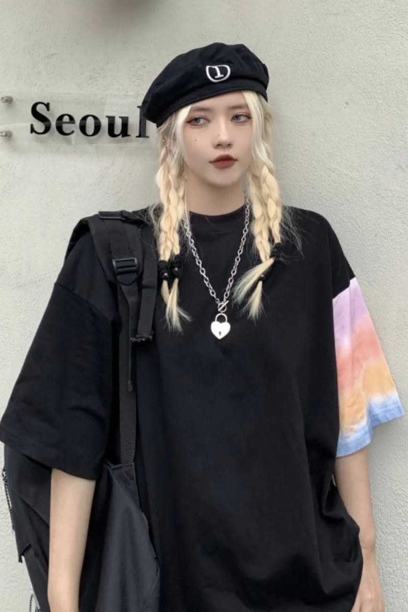 

Harajuku Wind Top Women Summer 2021 new Korean version ins retro hit-and-run loose couple bf short-sleeved t-shirt tide