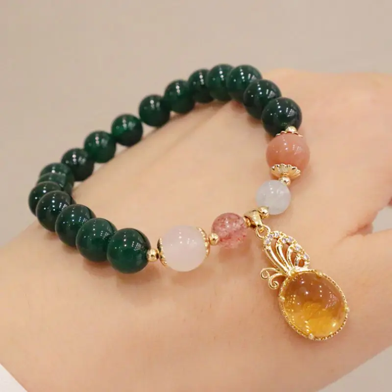 

Luxury Bracelet Wealth Prosperity Women Hand Bracelet Green Agate Fengshui Bead Bracelet Fitness Bracelet Pendant Jewelry Gift