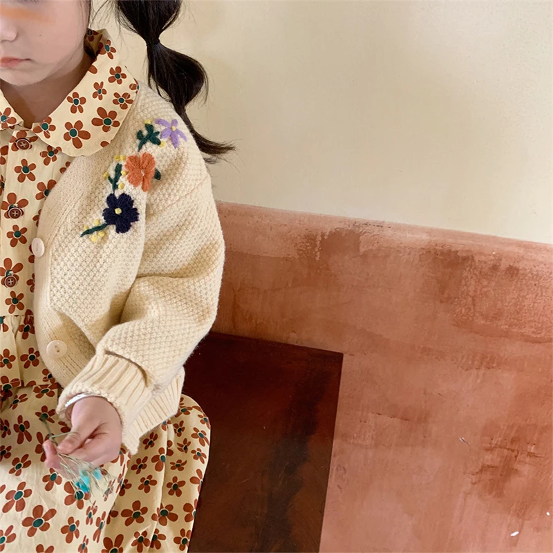 

Girls Sweater Baby's Coat Outwear 2021 Fashion Thicken Warm Winter Autumn Knitting Cardigan Jacket Long Sleeve Children's Clothi
