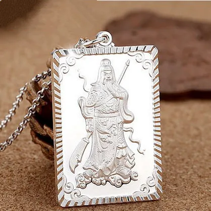 999 sterling silver duke guan pendant necklace domineering male fine silver guan yu hang drop pendant Sir Zhong