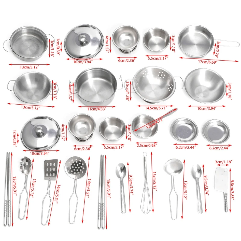 

25pcs Stainless Steel Kitchen Cooking Utensils Mini Tools Play House