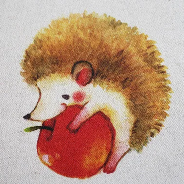 

cotton and linen cloth hand printing and dyeing decorative painting dining mat notebook cover Apple Eating Hedgehog