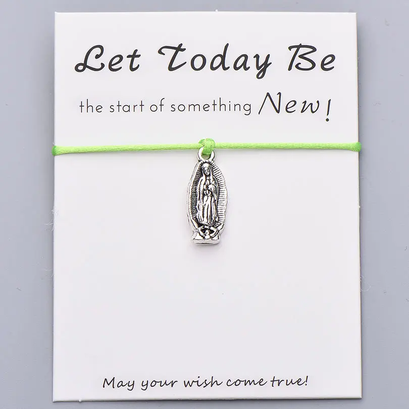 lt green Pipitree Lucky Wish Virgin браслет Mary Let Today Be New Start красные браслеты с подвесками для женщин, мужчин, девочек, ювелирный подарок - Окраска металла: lt green