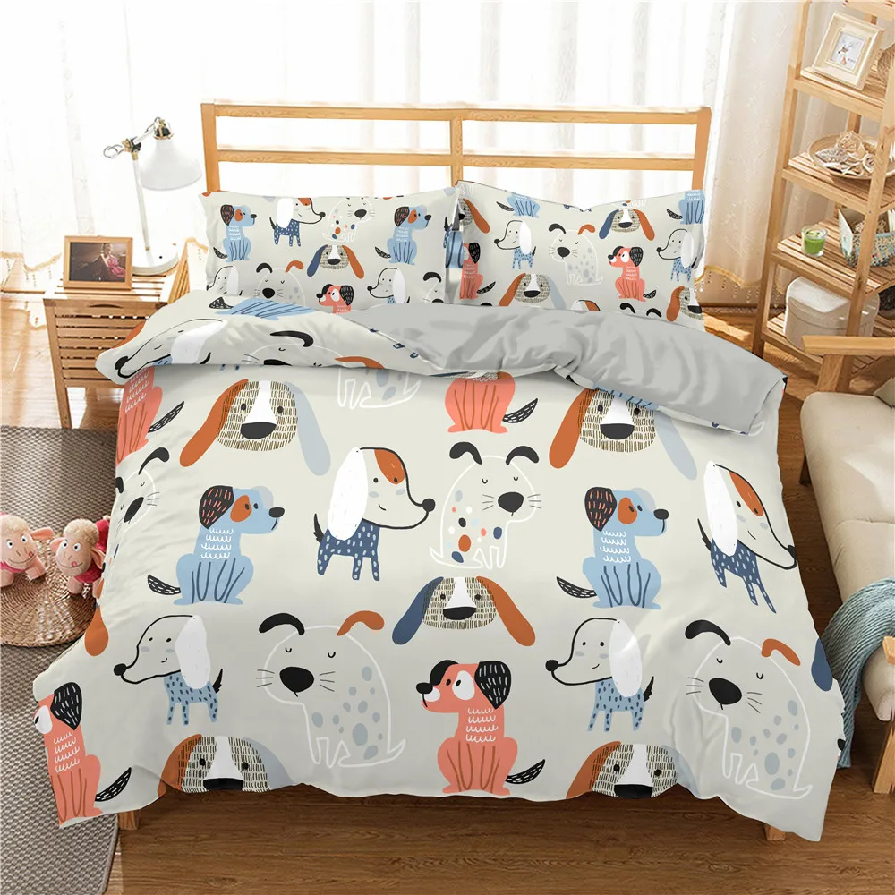 

Cartoon Puppy Bedding Set For Girl Kids Teenager Cute Dinosaur Duvet Cover Sets Twin Full Queen King Size Bed Cover Bedclothes