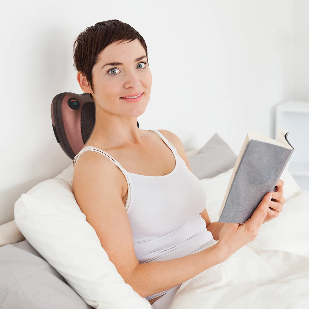 Подушка Натяжная инфракрасная для массаж шеи шиацу 8 головок разминание и плеч