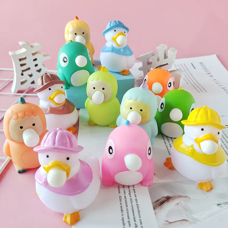 

New Strange Bubble Spitting Duck Dinosaur Vent Ball Kneading Music Decompression Artifact Extrusion Funny Decompression Vent Toy