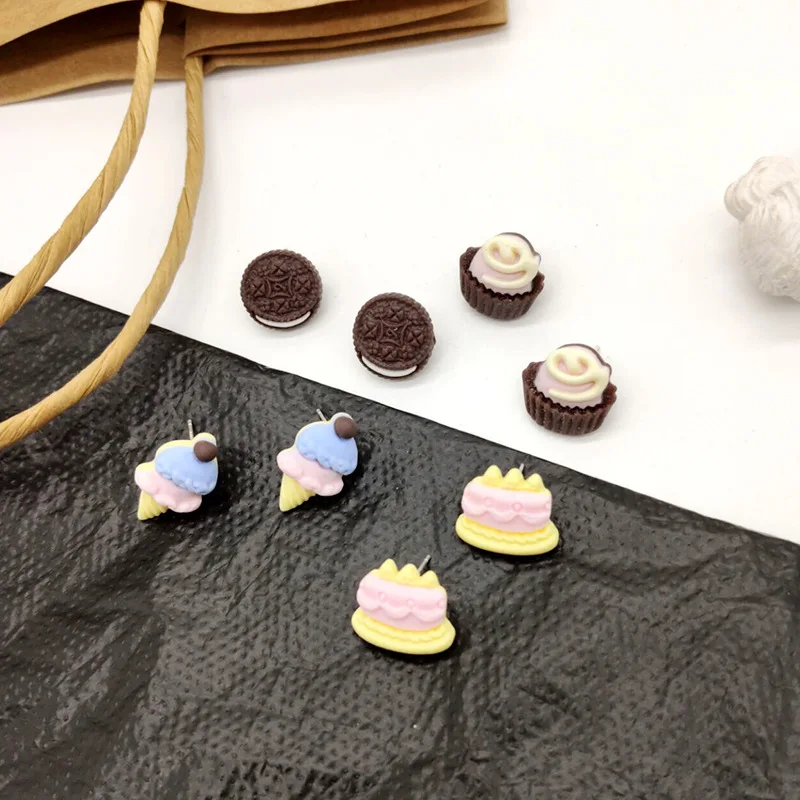 Корейский милый забавный Торт Мороженое серьги для женщин ювелирные изделия