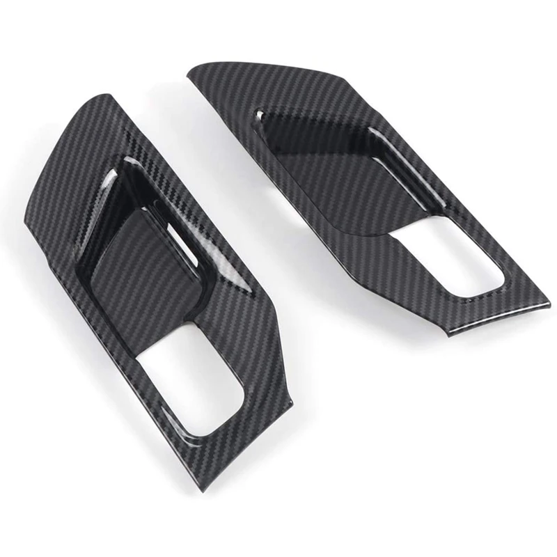 

for Dodge Ram 1500 2019 2020 Car Accessories Side Inner Door Handles Bowl Cup Cover Trim ABS Carbon Fiber Grain 2PCS