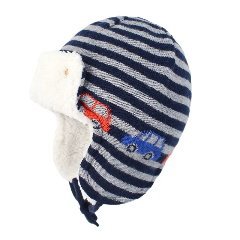 Winter Ear Protective Cotton Knitted Jacquard Children's Hat For Kids Boys And Girls Animal Patterned Warm Thick Baby Caps