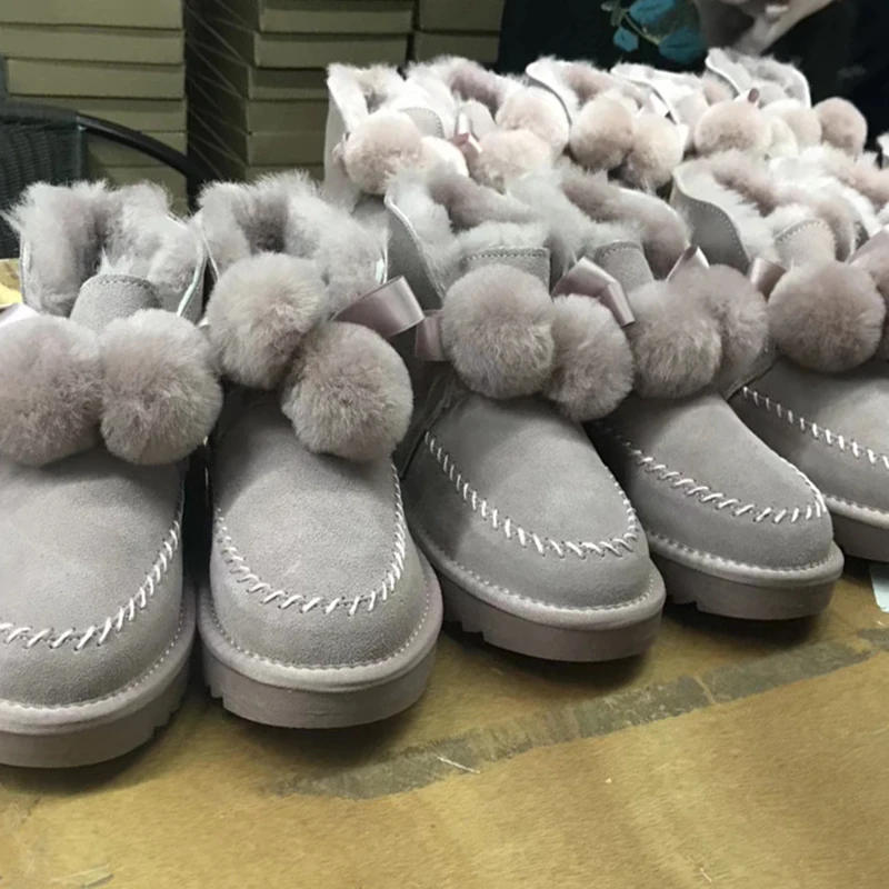 Light Grey 2 Модные зимние сапоги из натуральной кожи; женская обувь; ботильоны на нескользящей резиновой подошве; натуральный мех; толстая шерсть; теплые зимние сапоги - Цвет: Light Grey 2