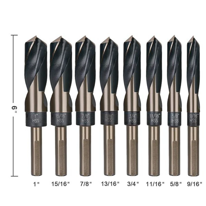

8Pcs Lathe Reduced 1/2Inch Shank HSS Bench Twist Drill Bit Set CNC Metric High Speed Steel Shank Twist Drill