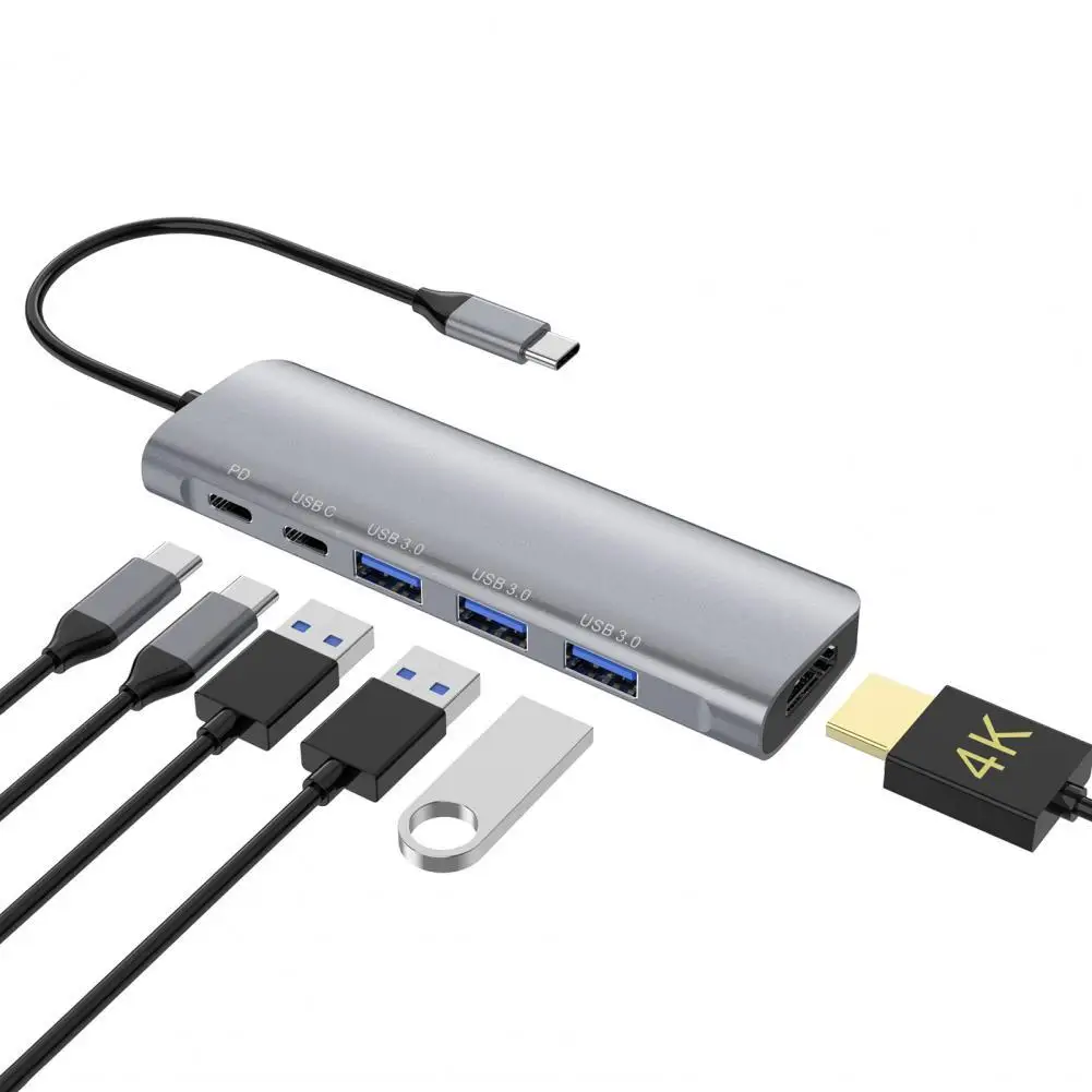 

Hub 6 in 1 USB C Aluminum Alloy USB 3.0 Type-C Hub to Adapter