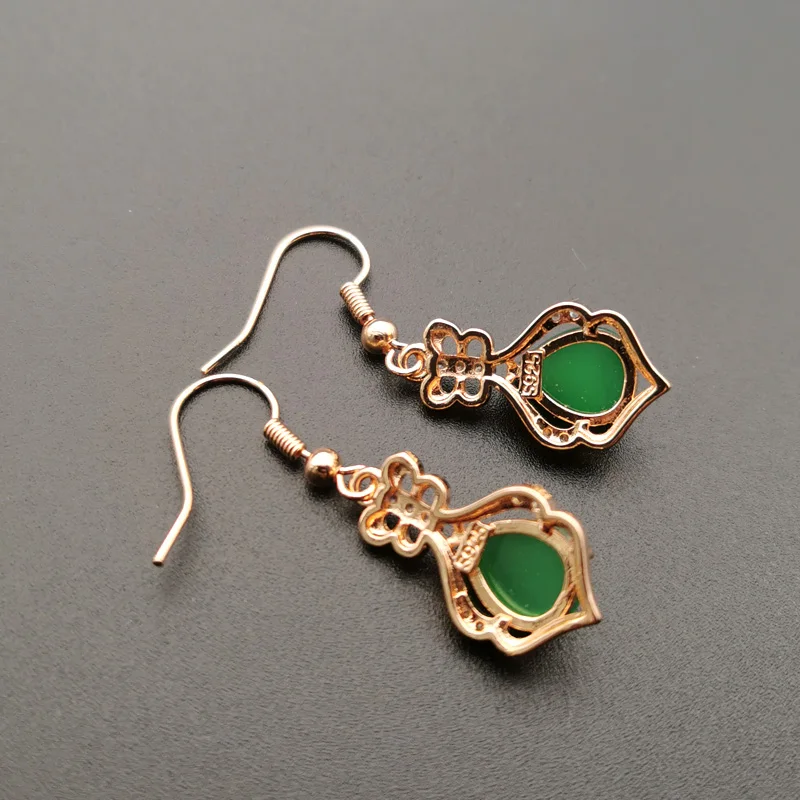 Jadery очаровательные серьги в форме капель зеленого нефрита для женщин розовое